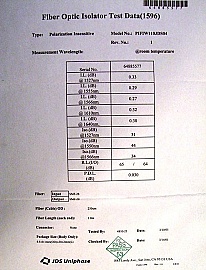 Wide-band (C/L-band) isolator. Low insertion loss over C+L-band. JDS P/N: PIFIW110JDS04.