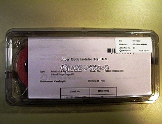 1569-1617nm L-band low-loss-series single-stage isolator. JDS P/N: PFIJL111002802-001