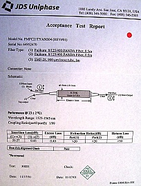 JDS 1x2 PM coupler with 1% SMF tap, wavelength range:1525-1565nm. PN: PMFC21TYANS04