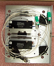 Combo of dual Dicon 1x1 switch and one AFOP 1x2 3dB coupler. For 1.55um. Mounted on Aluminum plate. 'Sell As Is'. Without test data