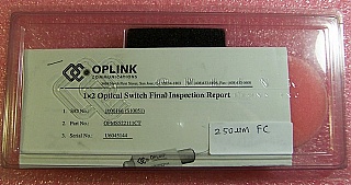 1x2 1.55um latching switch module. low loss. mechanical type, with 3 FC/PC fiber connectors. Oplink P/N: OFMS522111CT. With test data