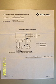 1x2 1.3/1.55um JDSU latching Switch, 1290-1330nm and 1525-1575nm. With SC/PC connectors. JDS P/N: SN12+107DUSC.