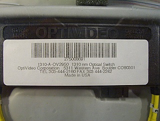 2x2 Switch without fiber connectors, very low loss at 1310nm. Optivideo P/N: 1310-A-OV2950. Without test sheet