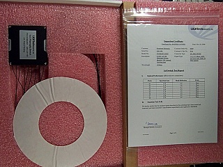 1x8 LT800-series switch module, single-mode fiber, 1.55um wavelength. With BSC II/UPC connectors. LIGHTech P/N: N108LRST-SSS9.
