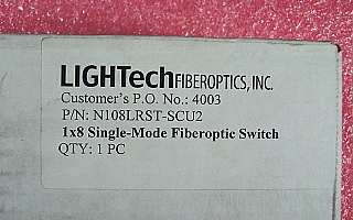 1x8 LT800-series switch module, single-mode fiber, 1.55um wavelength. With BSC II/UPC connectors. LIGHTech P/N: N108LRST-SCU2.