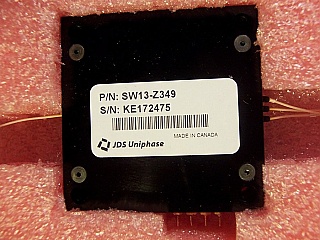 JDS PS3 Optics assembly kit P/N: PS30X0+25. It includes 1x3 JDSU SW13-Z349 non-latching SWITCH with 3 fiber connectors, 2 APD detectors, one 1x2 3dB splitter with one FC/APC connector, and one optics block.