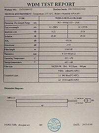 980/1550nm WDM coupler/combiner.    P/N: WDM-S-98/15-4-3-90-10-00. New released products, ordered from factory directly