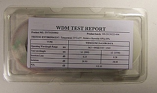 980/1550nm WDM coupler/combiner.  With FC/APC connectors.  P/N: WDM-S-98/15-4-3-90-10-FA. New released products, ordered from factory directly