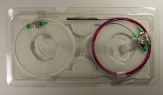 980/1550nm WDM coupler/combiner.  With FC/APC connectors.  P/N: WDM-S-98/15-4-3-90-10-FA. New released products, ordered from factory directly