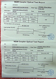 980/1550nm WDM coupler/combiner.  With FC/APC connectors.  P/N: WDM-S-98/15-4-3-90-10-FA. New released products, ordered from factory directly
