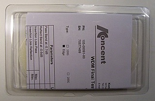 (1250-1378.5)nm/(1383.5-1480)nm 1x2 Band-splitter (edge filter, WDM coupler), Koncent P/N: 105-00091-00