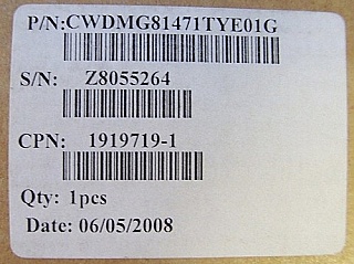 20-port Coarse WDM (OADM) from 1470nm to 1610nm plus 1310nm,  Oplink P/N: CWDMG81471TYPE01G. Tyco P/N: 1919719-1