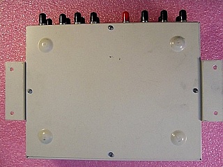 Fiber optic junction box made by Amp. Wall-mount unit with metal case.