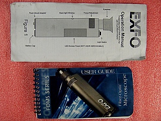 Handheld optical fiber microscope 200X with case, with 2.5mm universal adapter . Exfo P/N: FOMS-200X