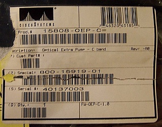 Optical C-band optical amplifier circuit packet,  Cisco model: 15808-OEP-C. P/N: 800-15919-01