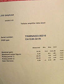 Gain-flat 1.55um passive EDFA booster module by JDS. OA1510-32-OUTH.  External pump lasers are required.