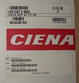1.55um passive dual-amplifier EDFA card. Ciena P/N: OAP-17U-302.  Two external pump lasers are required.