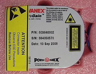 $450 each if buy 4pc. Puregain1600P(or Puregain1600) 15dBm C-band 1.55um gain-flat low-noise EDFA module.  With one 974nm >380mW pump laser. With two SC/APC connectors. Oclaro/Avanex P/N:603840002
