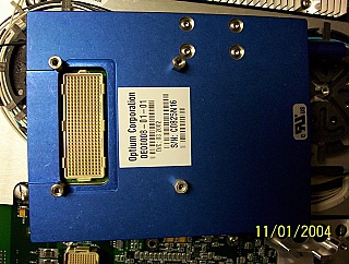15xxnm Optium 10Gb long-reach DWDM transponder. Model: 10TREEU6FPL.