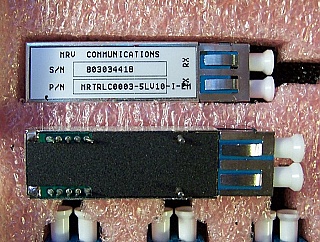 Gigabit Ethernet singlemode transceiver. With >0.03mW 1305nm FP laser.  Luminent P/N: MRTRLC003-5LV10-I-EM