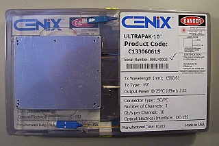 ULTRAPAK-10  10Gb 1.55um DWDM 80km transceiver. With MZ-modulator + DFB source,  and 10Gb APD receiver.  Cenix Model: C13306142S
