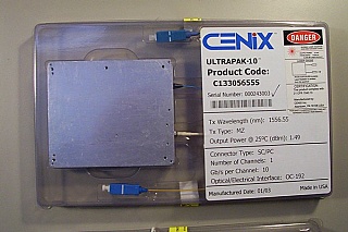 ULTRAPAK-10  10Gb 1.55um DWDM 80km transceiver. With MZ-modulator + DFB source,  and 10Gb APD receiver.  Cenix Model: C13306142S