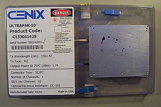 ULTRAPAK-10  10Gb 1.55um DWDM 80km transceiver. With MZ-modulator + DFB source,  and 10Gb APD receiver.  Cenix Model: C13306142S
