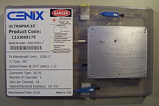 ULTRAPAK-10  10Gb 1.55um DWDM 80km transceiver. With MZ-modulator + DFB source,  and 10Gb APD receiver.  Cenix Model: C13306142S