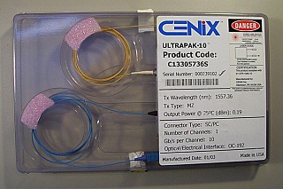 ULTRAPAK-10  10Gb 1.55um DWDM 80km transceiver. With MZ-modulator + DFB source,  and 10Gb APD receiver.  Cenix Model: C13306142S