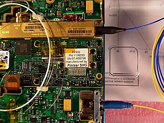 1549.716nm-tunable 10Gb OC-192 DWDM 7dBm long-reach transponder, With 20mW PMF CW tunable laser, 10Gb modulator with PD, and an optical receiver. Finisar P/N:12TRSAU4MASCB.