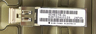 Min order qty=10pc. 1.55um long-reach 2.5Gb DFB laser SFF transceiver. 0.5dBm typical. SUMITOMO P/N: SCM6378-GL,  Duplex LC/PC interface
