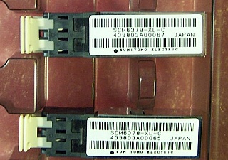 1.55um long-reach 2.5Gb laser SFF transceiver. SUMITOMO P/N: SCM6378-XL-C.  Duplex LC/PC interface
