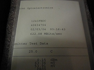 1.3um, OC-12/STM-4 622Mb long-reach 40km FP-laser transmitter. 0dBm output. Triquint model: 1243FBDC