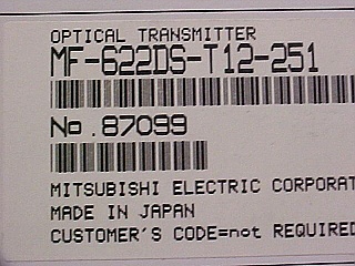 1550nm laser transmitter. ~0dBm. Mitsubishi P/N: MF-622DS-T12-251.