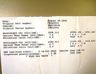 1550.12nm  7dBm 2-ch tunable DWDM 2.5Gb laser transmitter module. Agere Part #: C486YD34J