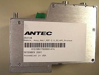 1535.04nm DWDM 2.5Gb laser transmitter module. Antec product P/N: RDT-2.5-PSN-ITU-SCA,  1535.04nm/Ch53. Including laser module: CQF915/4807