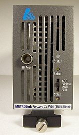 1.55um 7dBm analog Metrolink forward transmitter, with JDS laser CQF933/21xx, various wavelength options. Harmonic P/N: HLD7805-W0x-AS-1