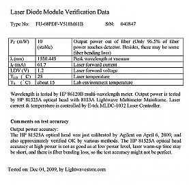 1554.13nm, 1555.75nm, or 1557.36nm 10mW DFB CW laser,  Mitsubishi Type No : FU-68PDF-V510MxxB