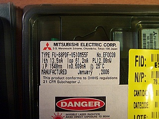 1555.75nm 10mW DFB CW laser,  Mitsubishi Type No : FU-68PDF-V510MxxF