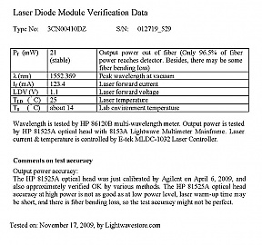 15xxnm Alcatel laser,  norminal power  20mW.  FC/PC connector, Product code: A1905LMI - 3CN00410.  >40pc with various wavelengths