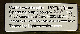 (Many wavelength options) 20mW 14-pin butterfly DFB laser module.  Nortel model: LC155CDCxxxx-20