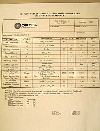 1550.60nm very high power (tested 63.1mW, spec 50mW) 14-pin butterfly DFB laser module.  Model: 1772-NM-50-CC-FP  (1772-020-0002).