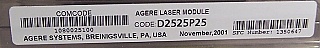 1557.368nm 14-pin butterfly DFB laser module, operating power 10mW. Lucent model: D2525P25