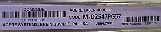 1531.905nm 14-pin butterfly DFB laser module, operating power 20mW. Agere(Lucent, Cyoptics) model: M-D2547PG57