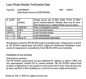1558.06nm 14-pin butterfly DFB laser module, Pop=63mW. Short leads version. JDS  model: CQF938/605.