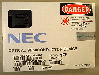 58pc 20mW 8x50GHz-channel-tunable laser modules, NEC model: NX8570SCxxxQ-183. With integrated wavelength monitor and etalon filter.
