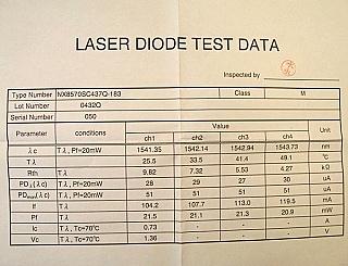 58pc 20mW 8x50GHz-channel-tunable laser modules, NEC model: NX8570SCxxxQ-183. With integrated wavelength monitor and etalon filter.