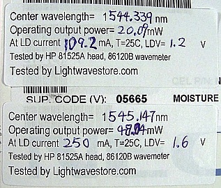 About-1545 nm isolated 14-pin butterfly laser, >40mW about-1545.3nm at 250mA, you may operate it at such high power for research. NEC P/N: NX8562LC470-88. With special type-1 pinout