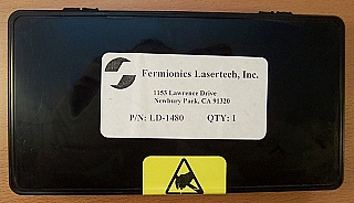 1480nm +/-20nm 1mW  laser diode module.  14-pin straight-through package. Fermionics P/N: LD-1480