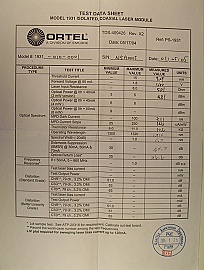 ~1.31um >2.7GHz >2mW analog uncooled coaxial DFB Laser module. With built-in isolator. Ortel P/N: 1931-010-0001. With FC/APC fiber connector